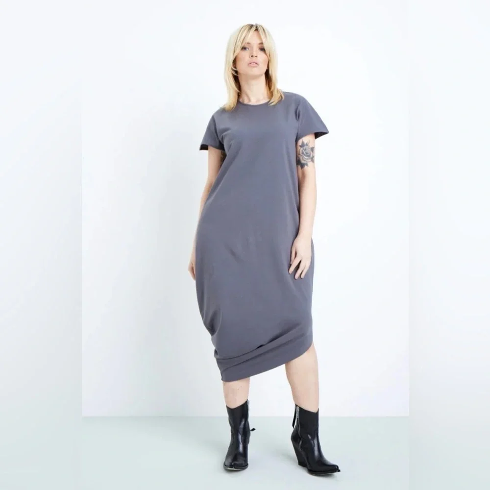 NEW Universal Standard Midi Dress Asymmetrical Handkerchief Pale Blue 2X 18 20 N